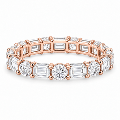 [metal:rose-gold] Iris Mixed-Cut Eternity Ring — front — Rose gold colour preview [catalog-v4]