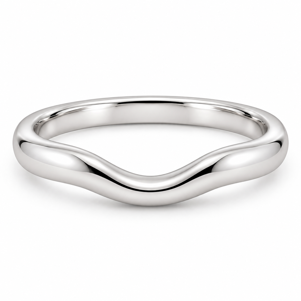 [metal:white-gold] Isabeau Contour Band — front — Soft contour band, shallow front studio view [catalog-v4]