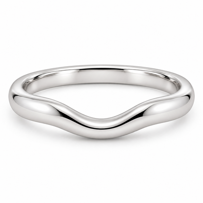 [metal:white-gold] Isabeau Contour Band — front — Soft contour band, shallow front studio view [catalog-v4]