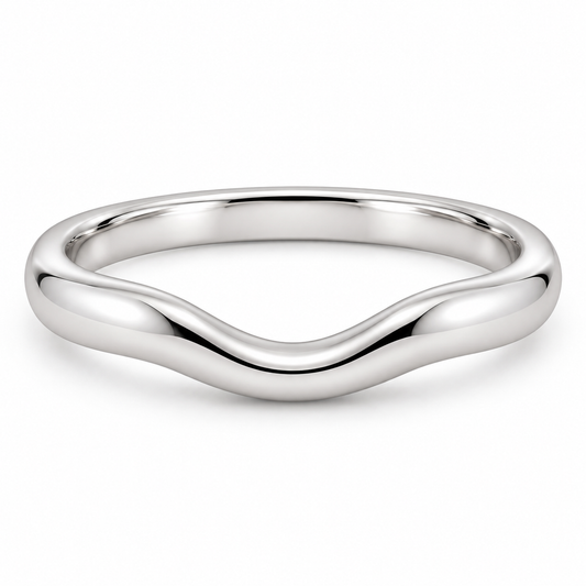 [metal:white-gold] Isabeau Contour Band — front — Soft contour band, shallow front studio view [catalog-v4]