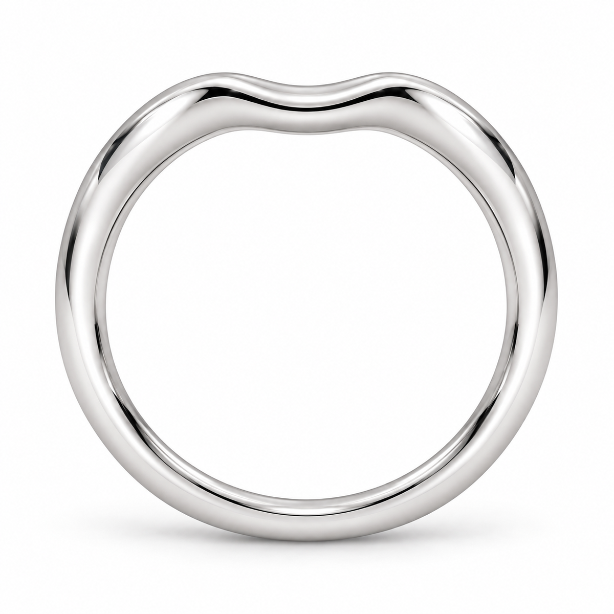 [metal:white-gold] Isabeau Contour Band — top — Soft contour band, circular elevation studio view [catalog-v4]