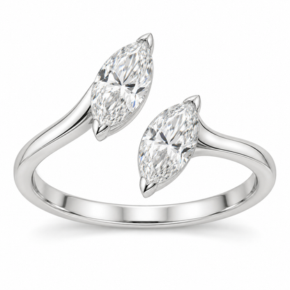 [metal:white-gold] Iselle Marquise Duet Setting — front — Original setting design illustration [catalog-v4]