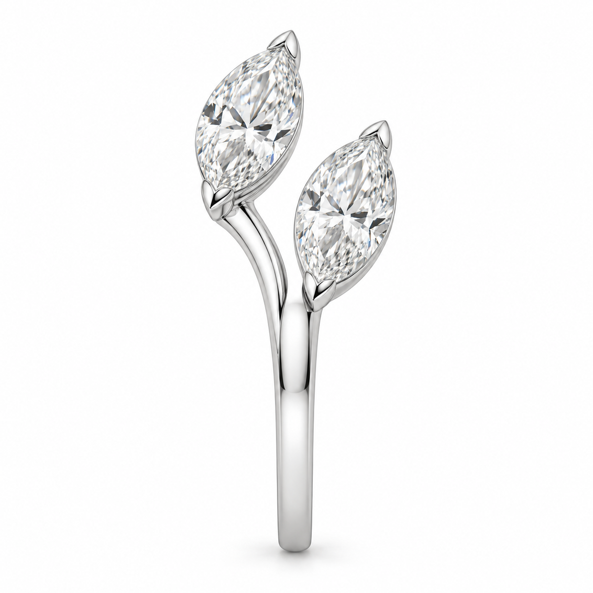 [metal:white-gold] Iselle Marquise Duet Setting — side-profile — Original setting design illustration [catalog-v4]