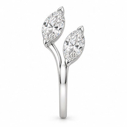 [metal:white-gold] Iselle Marquise Duet Setting — side-profile — Original setting design illustration [catalog-v4]