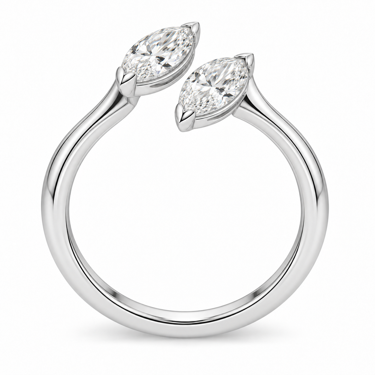 [metal:white-gold] Iselle Marquise Duet Setting — top — Original setting design illustration [catalog-v4]