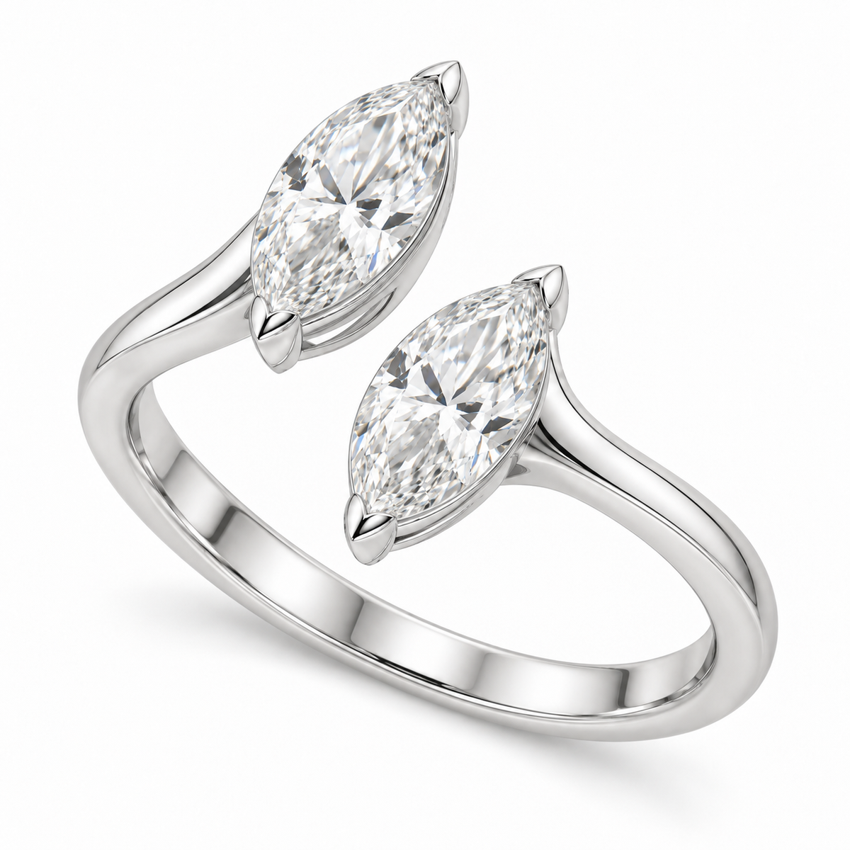 [metal:white-gold] Iselle Marquise Duet Setting — three-quarter — Original setting design illustration [catalog-v4]