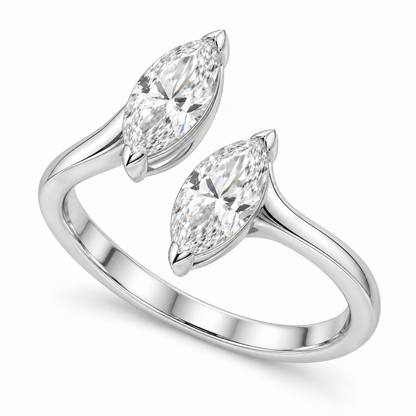 [metal:white-gold] Iselle Marquise Duet Setting — three-quarter — Original setting design illustration [catalog-v4]