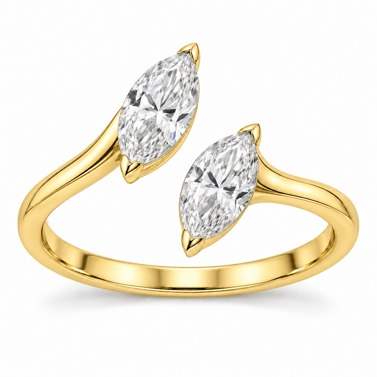 [metal:yellow-gold] Iselle Marquise Duet Setting — front — Original setting design illustration [catalog-v4]