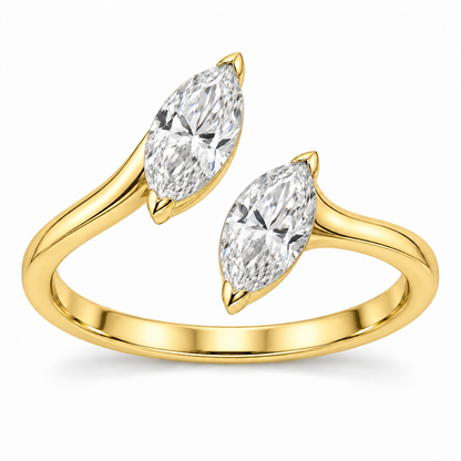 [metal:yellow-gold] Iselle Marquise Duet Setting — front — Original setting design illustration [catalog-v4]