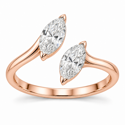 [metal:rose-gold] Iselle Marquise Duet Setting — front — Original setting design illustration [catalog-v4]