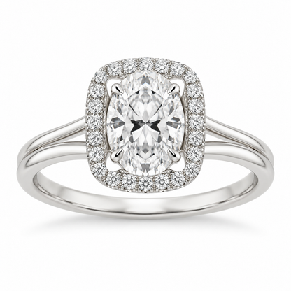 [metal:white-gold] Ivelle Open-Cushion Halo Setting — front — Original setting design illustration [catalog-v4]