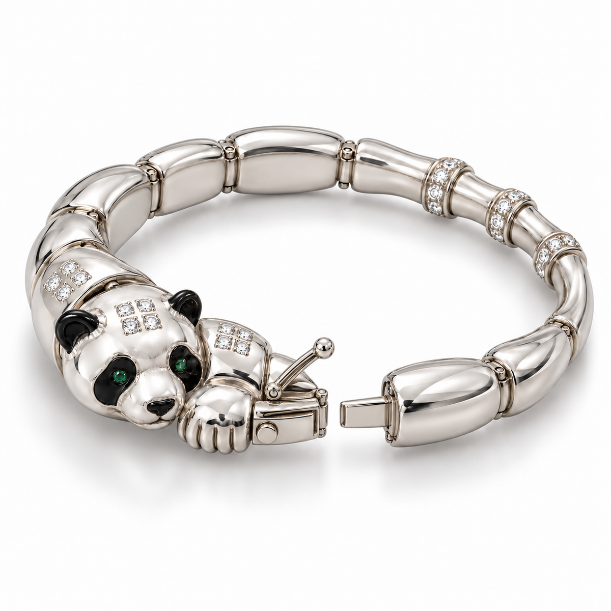 Ivoire Panda Bracelet — alternate view with construction — [metal:all] — clasp opened