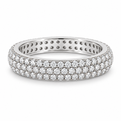 [metal:white-gold] Josephine Pavé Eternity Ring — front — Three-row pavé eternity ring, shallow front studio view [catalog-v4]