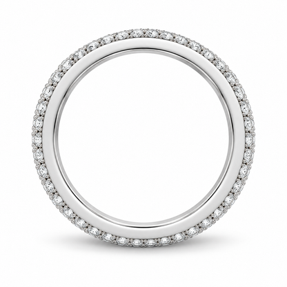 [metal:white-gold] Josephine Pavé Eternity Ring — top — Three-row pavé eternity ring, circular elevation studio view [catalog-v4]