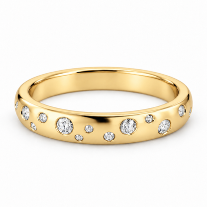 [metal:yellow-gold] Josette Scattered Diamond Ring — front — Yellow gold colour preview [catalog-v4]