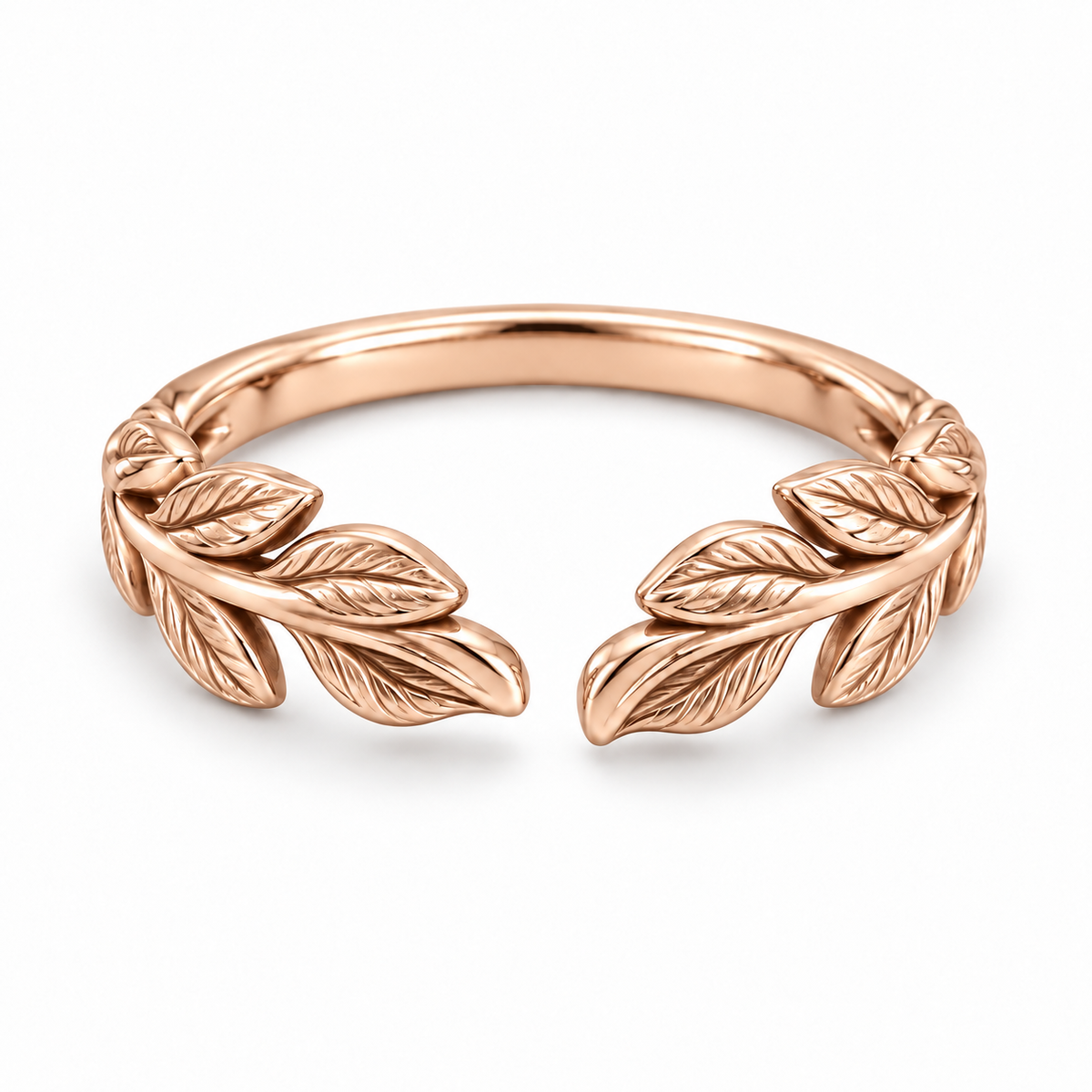 [metal:rose-gold] Juniper Laurel Ring — front — Rose gold colour preview [catalog-v4]