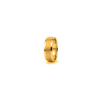 [metal:yellow-gold] Leander Two-Tone Band — yellow gold hero — illustrative catalogue render