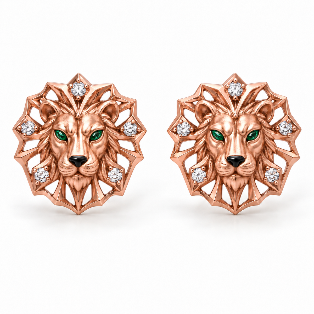 Leonis Sunburst Studs — hero — [metal:rose-gold]
