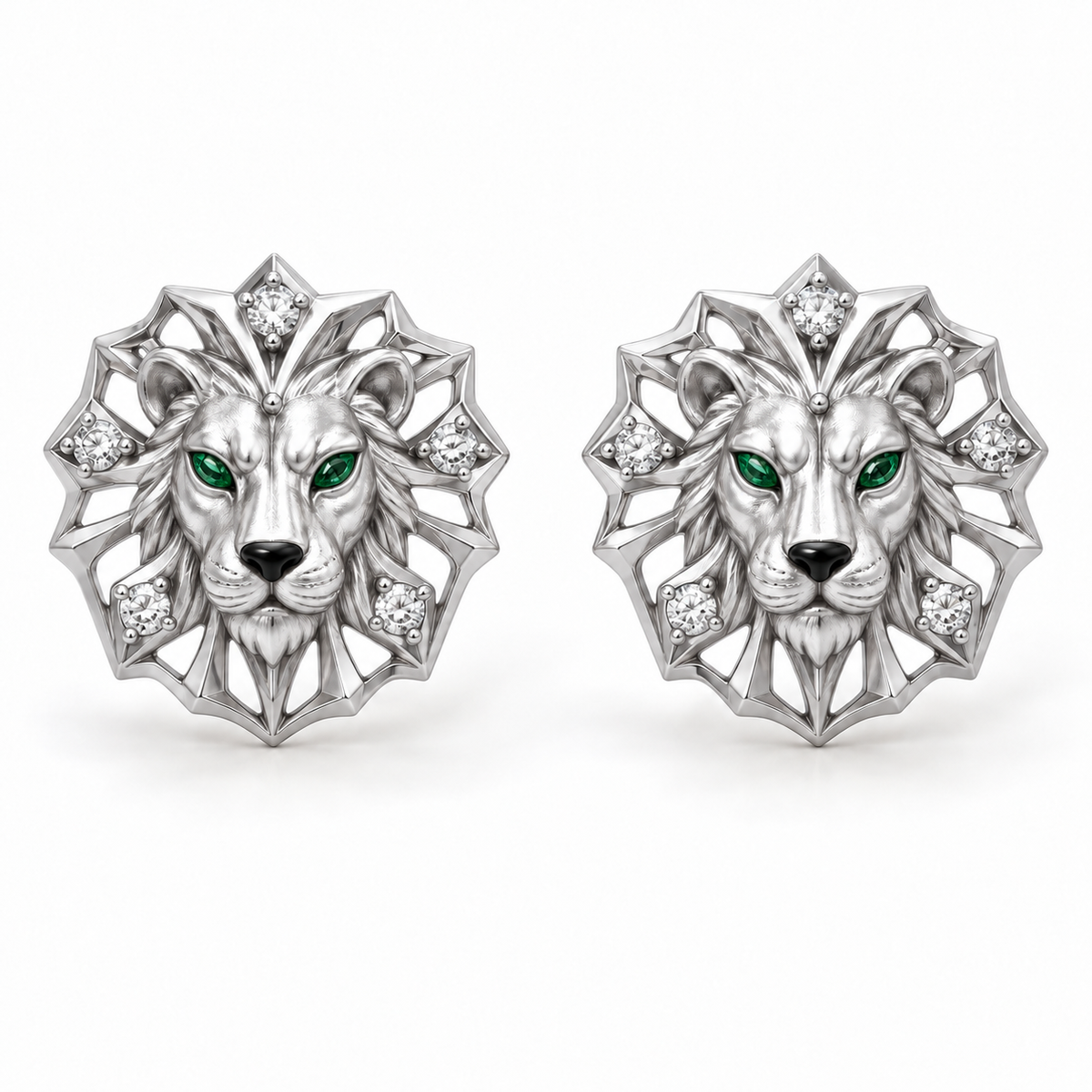 Leonis Sunburst Studs — hero — [metal:white-gold]