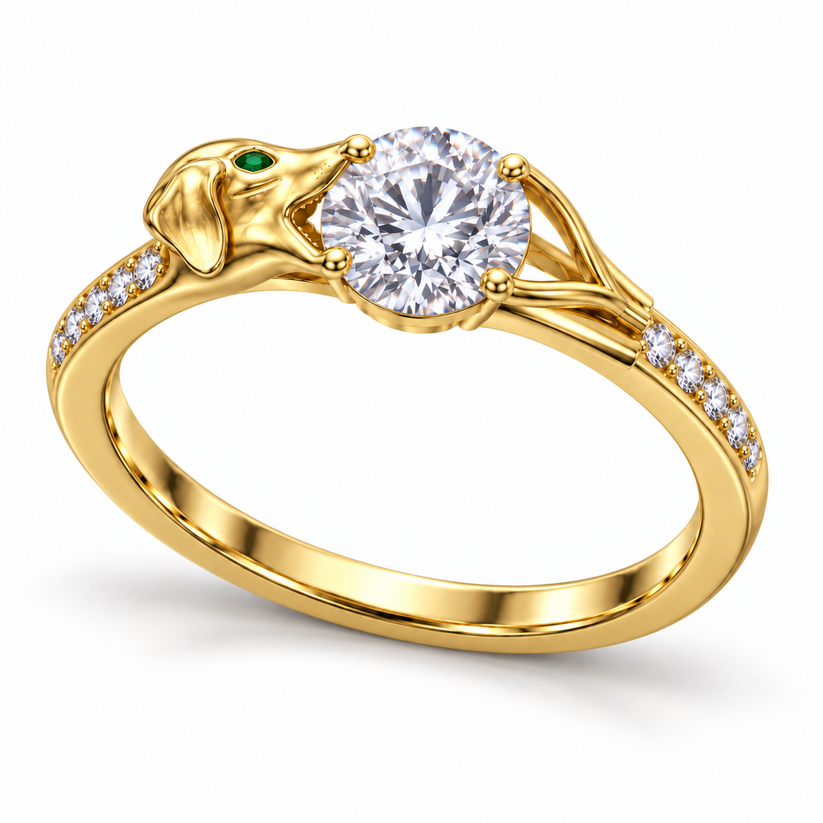 Lévrier Bite Setting — slim dog profile and centred diamond illustration; setting only