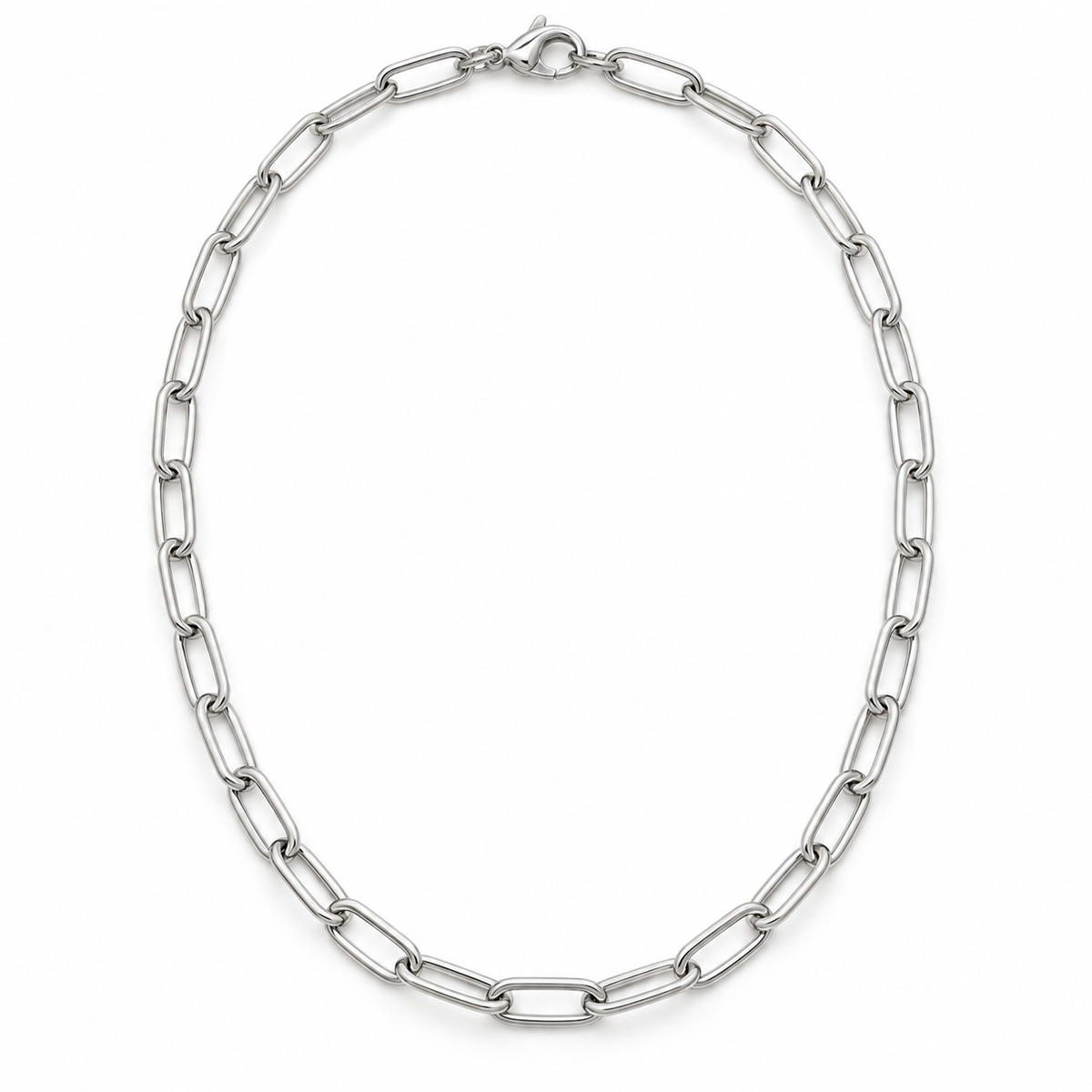 [metal:white-gold] Lisette Paperclip Necklace — front — Lisette Paperclip Necklace front design illustration [catalog-v4]