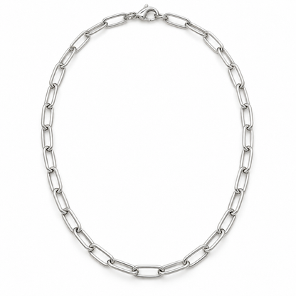 [metal:white-gold] Lisette Paperclip Necklace — front — Lisette Paperclip Necklace front design illustration [catalog-v4]