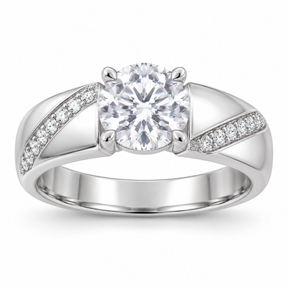 [metal:white-gold] Lisette Ribbon Pavé Setting — front — Original setting design illustration [catalog-v4]