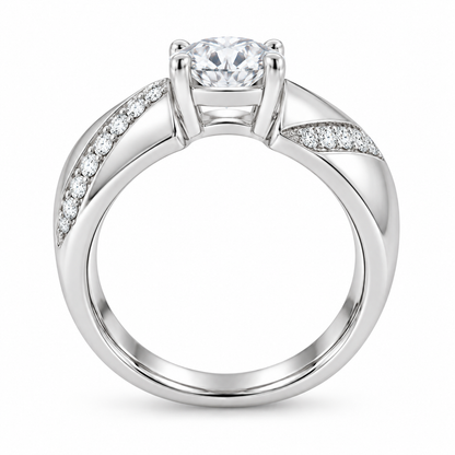 [metal:white-gold] Lisette Ribbon Pavé Setting — top — Original setting design illustration [catalog-v4]