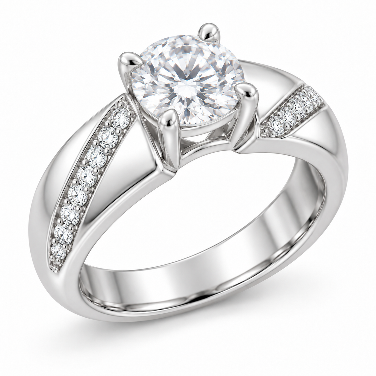[metal:white-gold] Lisette Ribbon Pavé Setting — three-quarter — Original setting design illustration [catalog-v4]