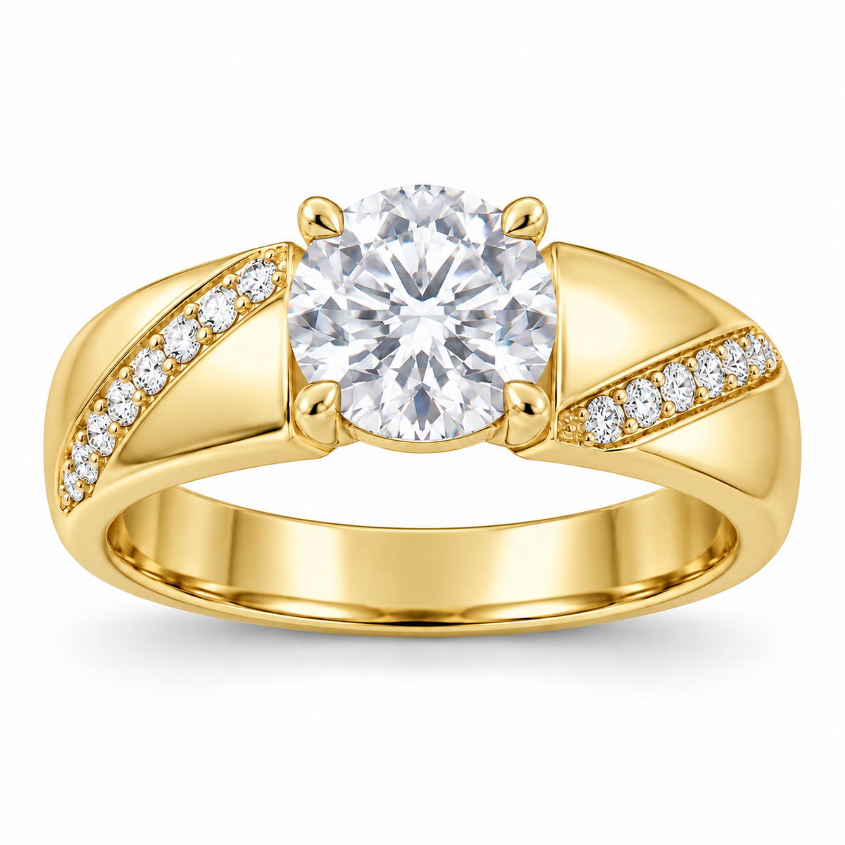 [metal:yellow-gold] Lisette Ribbon Pavé Setting — front — Original setting design illustration [catalog-v4]