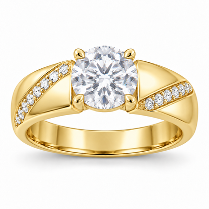 [metal:yellow-gold] Lisette Ribbon Pavé Setting — front — Original setting design illustration [catalog-v4]