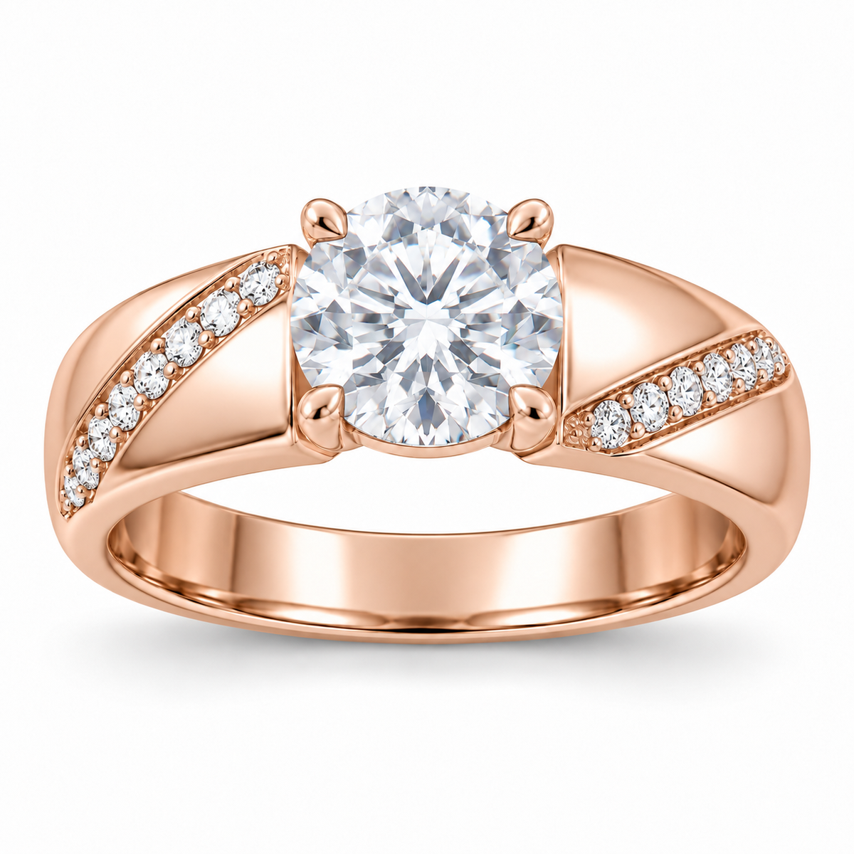 [metal:rose-gold] Lisette Ribbon Pavé Setting — front — Original setting design illustration [catalog-v4]