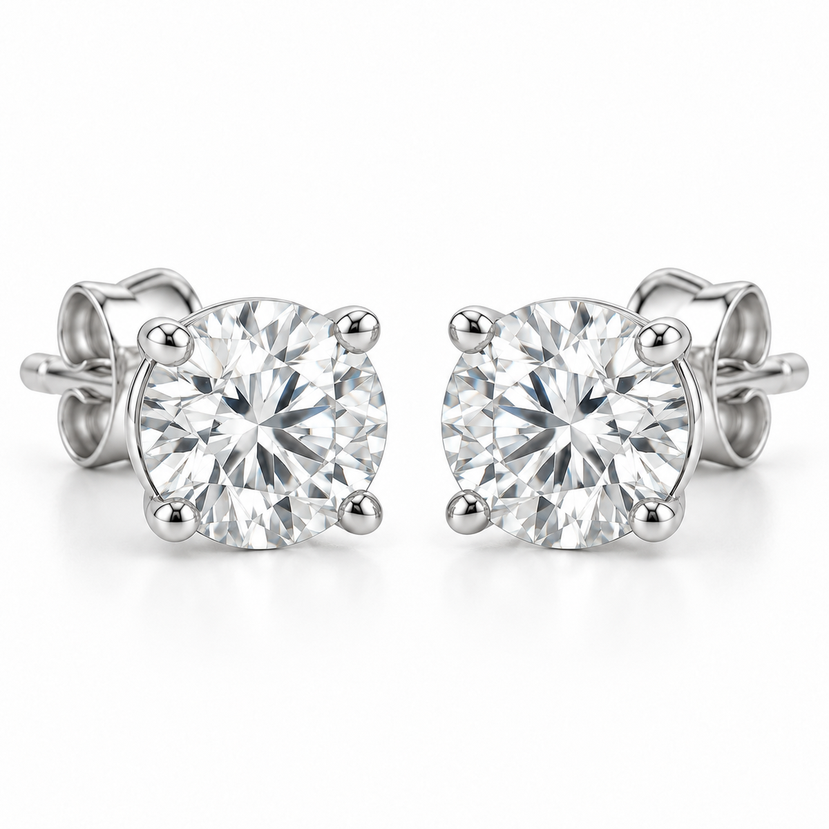 [metal:white-gold] Lunaria Diamond Stud Earrings — front — illustrative design render [catalog-v2]