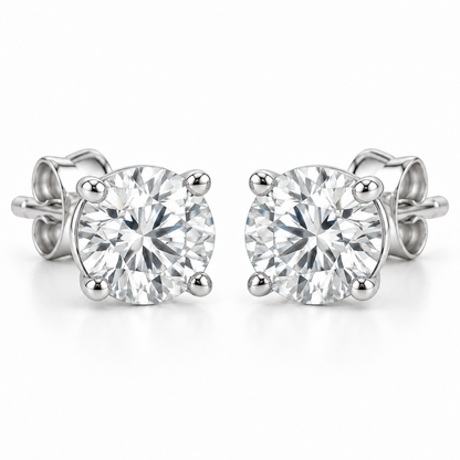 [metal:white-gold] Lunaria Diamond Stud Earrings — front — illustrative design render [catalog-v2]