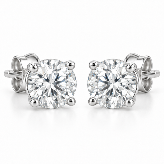 [metal:white-gold] Lunaria Diamond Stud Earrings — front — illustrative design render [catalog-v2]