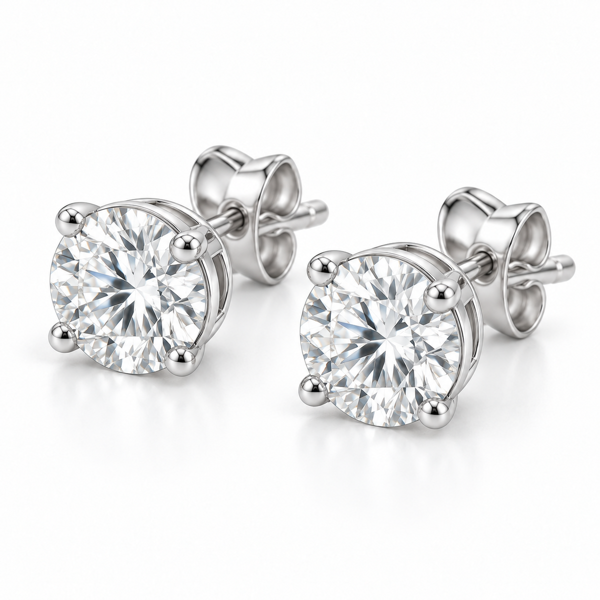 [metal:white-gold] Lunaria Diamond Stud Earrings — three-quarter — illustrative design render [catalog-v2]