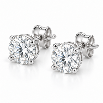 [metal:white-gold] Lunaria Diamond Stud Earrings — three-quarter — illustrative design render [catalog-v2]