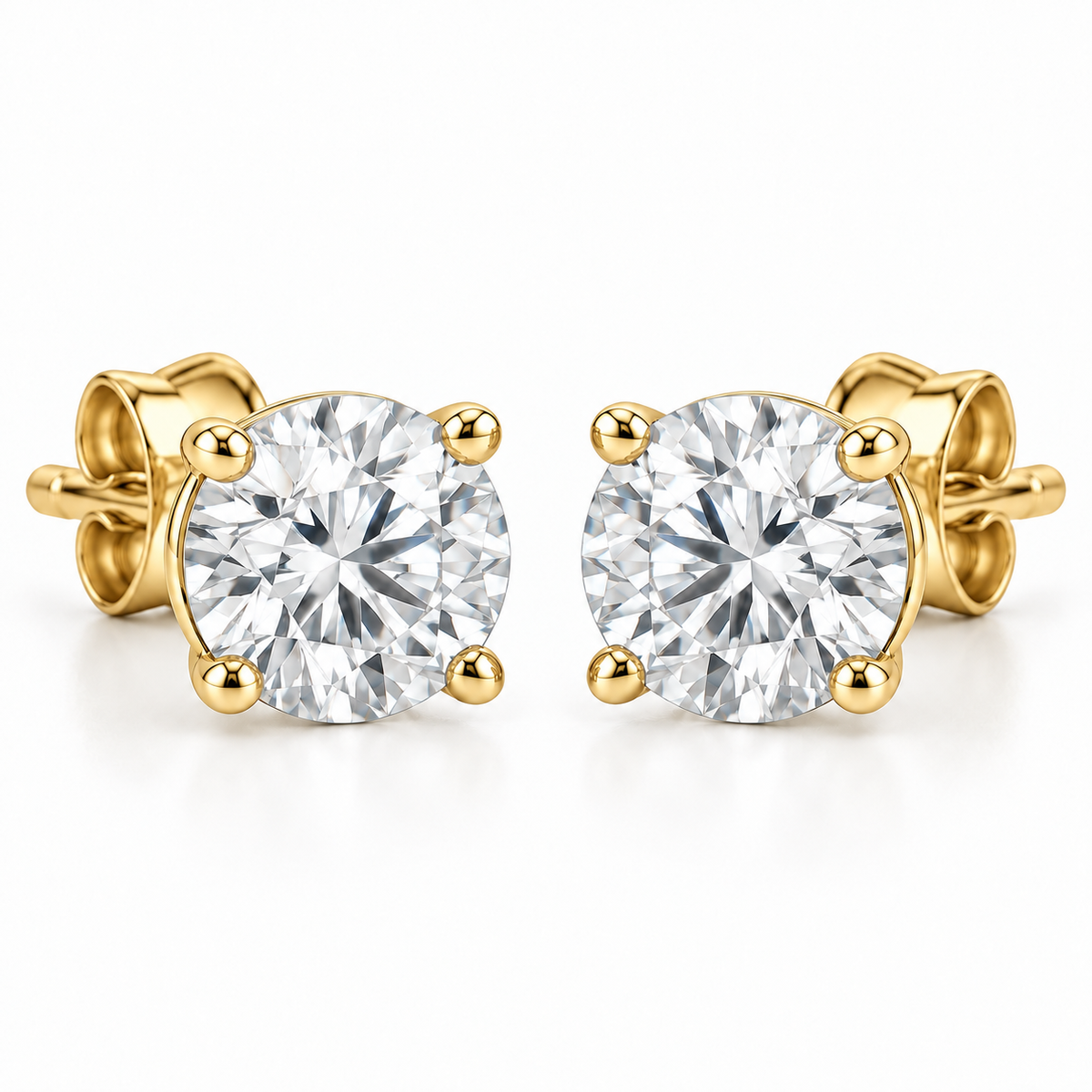 [metal:yellow-gold] Lunaria Diamond Stud Earrings — front — illustrative design render [catalog-v2]