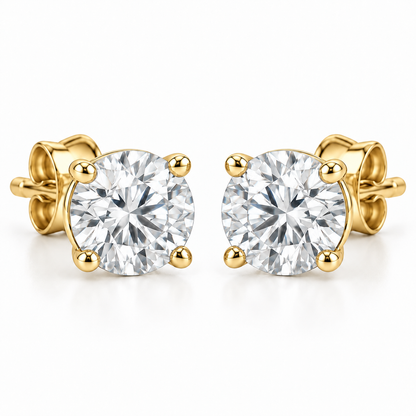 [metal:yellow-gold] Lunaria Diamond Stud Earrings — front — illustrative design render [catalog-v2]