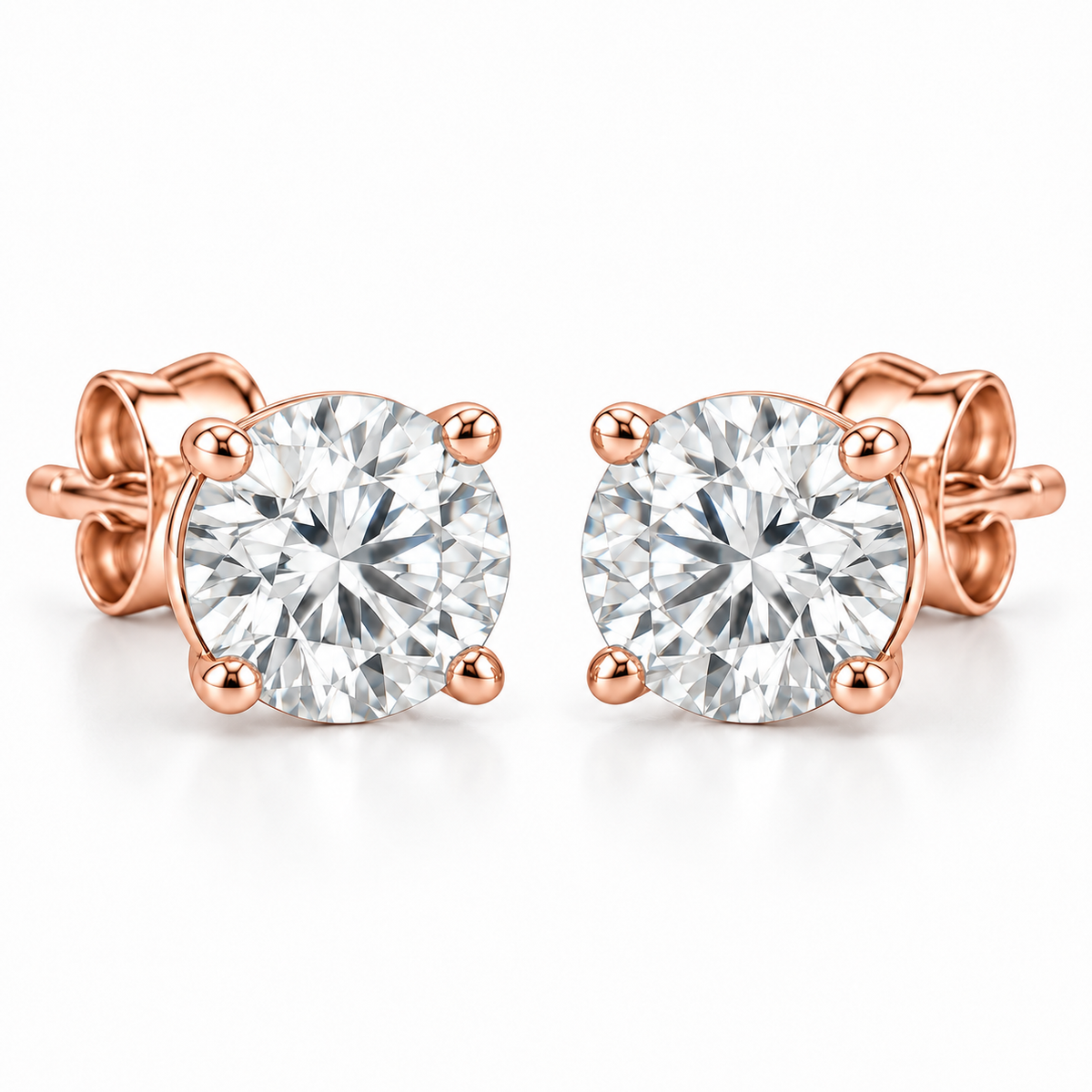 [metal:rose-gold] Lunaria Diamond Stud Earrings — front — illustrative design render [catalog-v2]