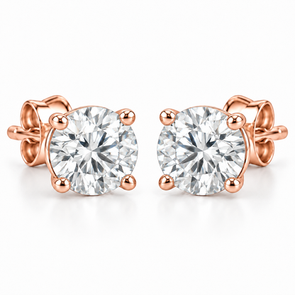 [metal:rose-gold] Lunaria Diamond Stud Earrings — front — illustrative design render [catalog-v2]
