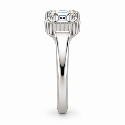 [metal:white-gold] Maelle Fluted Collet Setting — side-profile — Original setting design illustration [catalog-v4]