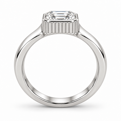 [metal:white-gold] Maelle Fluted Collet Setting — top — Original setting design illustration [catalog-v4]