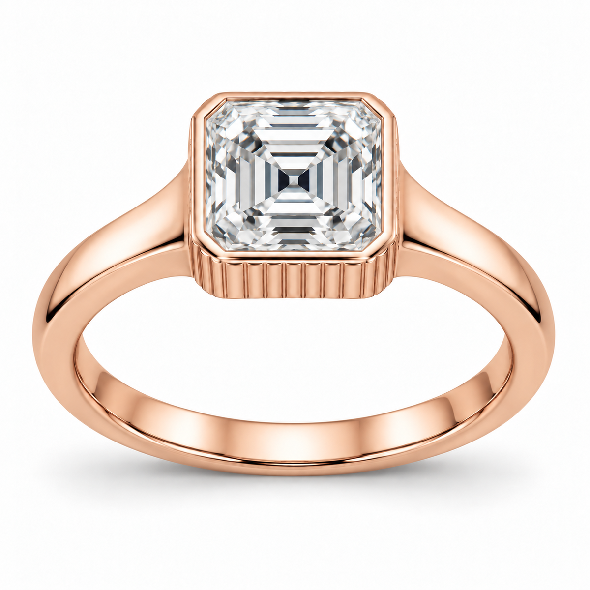 [metal:rose-gold] Maelle Fluted Collet Setting — front — Original setting design illustration [catalog-v4]