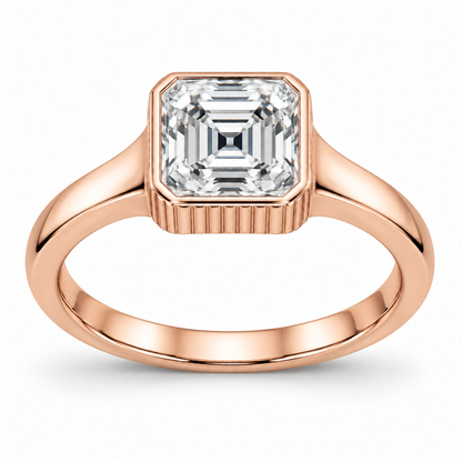 [metal:rose-gold] Maelle Fluted Collet Setting — front — Original setting design illustration [catalog-v4]