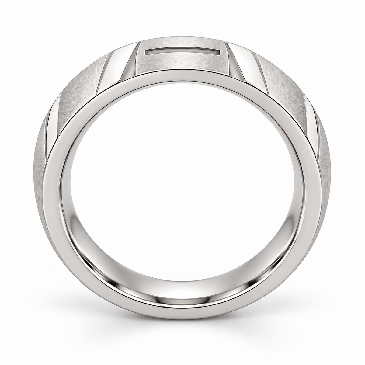 [metal:white-gold] Maelor Facet-Slot Band — circular — Same design shown circular [catalog-v4]