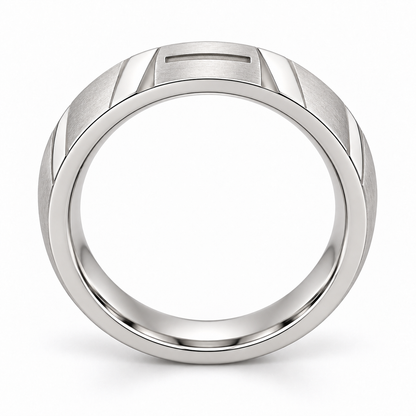 [metal:white-gold] Maelor Facet-Slot Band — circular — Same design shown circular [catalog-v4]