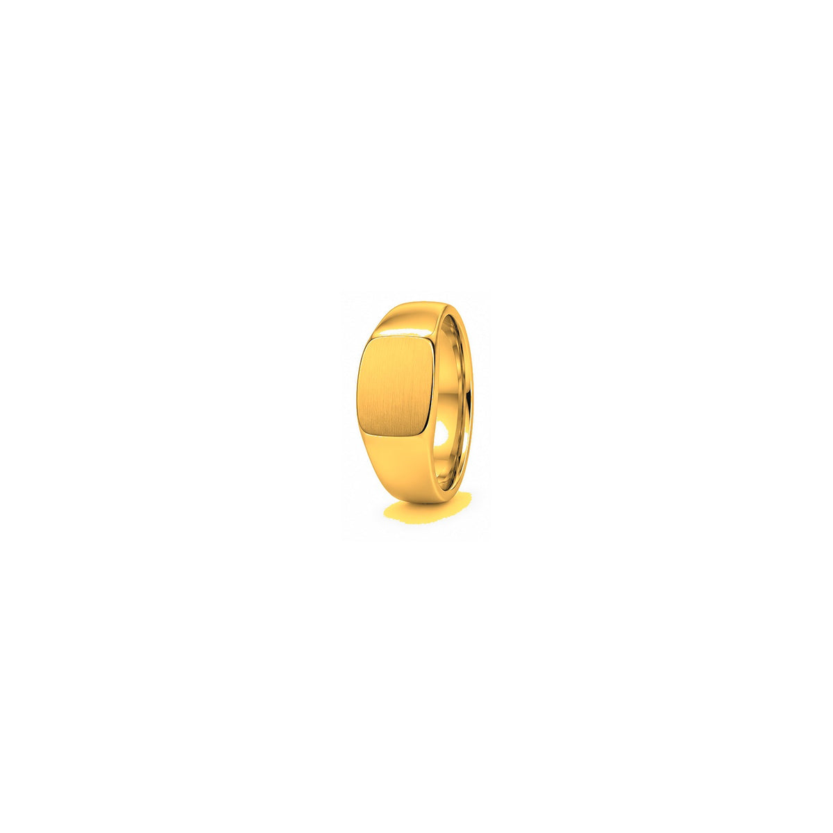 [metal:yellow-gold] Maximilian Signet Band — yellow gold hero — illustrative catalogue render
