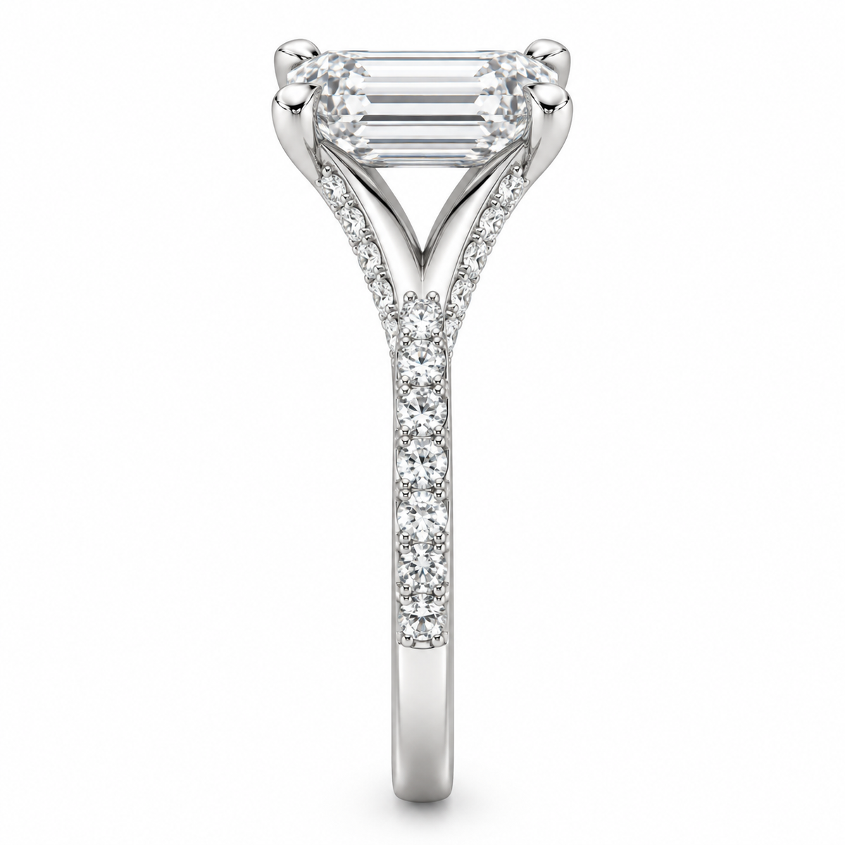 [metal:white-gold] Meliora Folded Pavé Setting — side-profile — Original setting design illustration [catalog-v4]