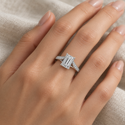 [metal:all] Meliora Folded Pavé Setting — worn — Human-worn styling illustration; proportions are not calibrated [catalog-v4]